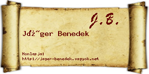Jáger Benedek névjegykártya